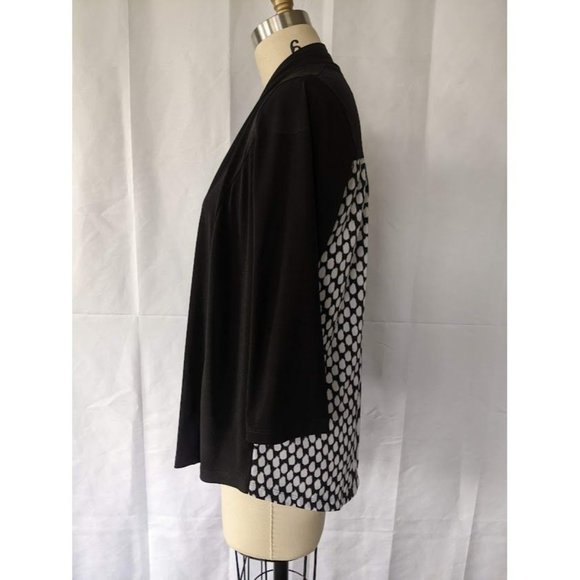 Women's Easywear By Chico's Open Front Cardigan Size 0 Black White Dots Jacket - Picture 1 of 6